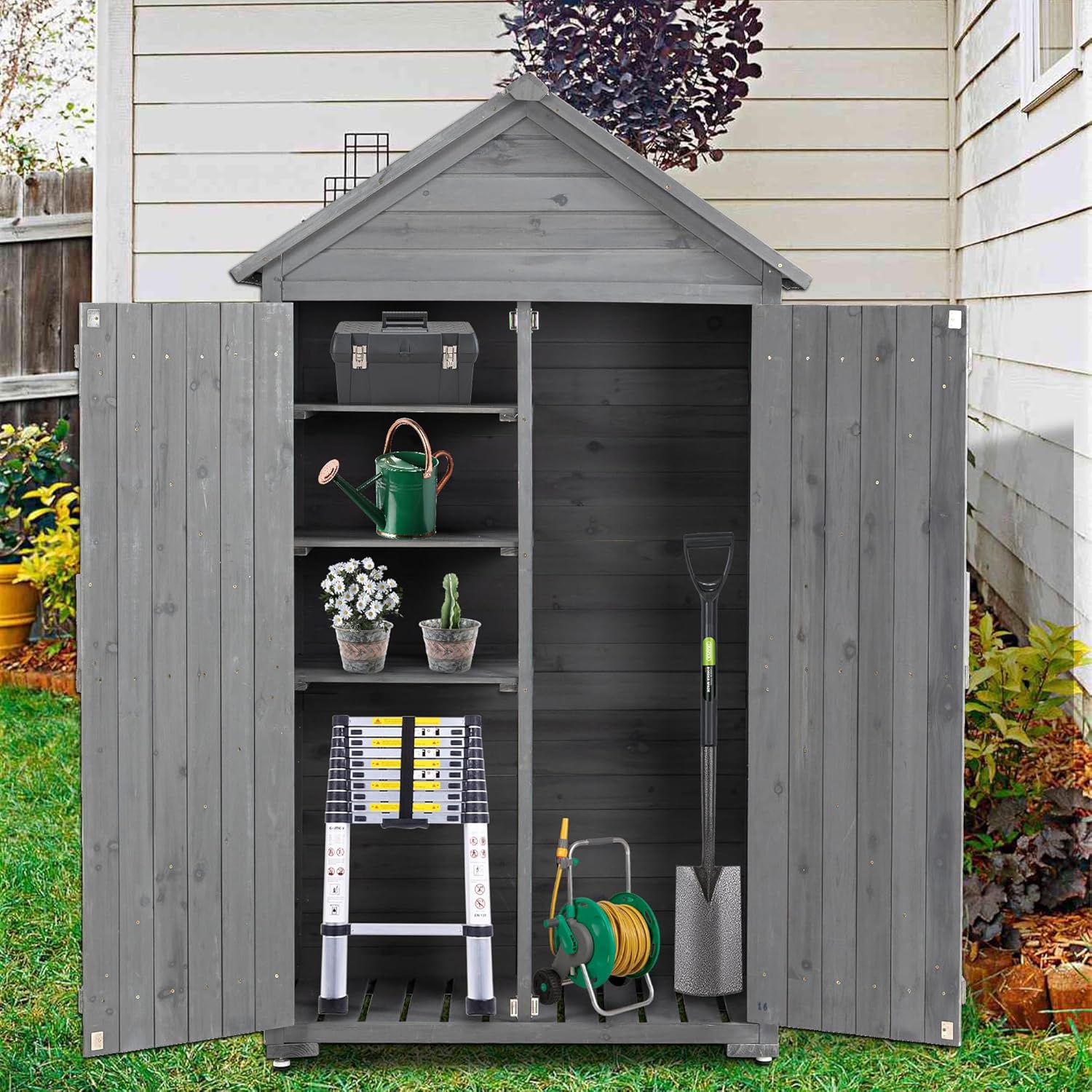 Outdoor Wooden Storage Shed with Lockable Door a7