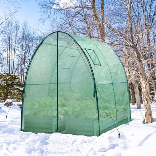 Portable Tunnel Greenhouse Outdoor Heavy Duty Walk in Green House with Mesh Windows 7k