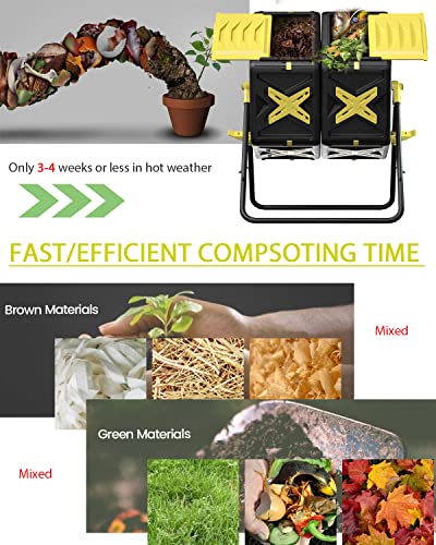 Tumbling Compost Bin 18.5 Gal Outdoor Rotating Composter k7