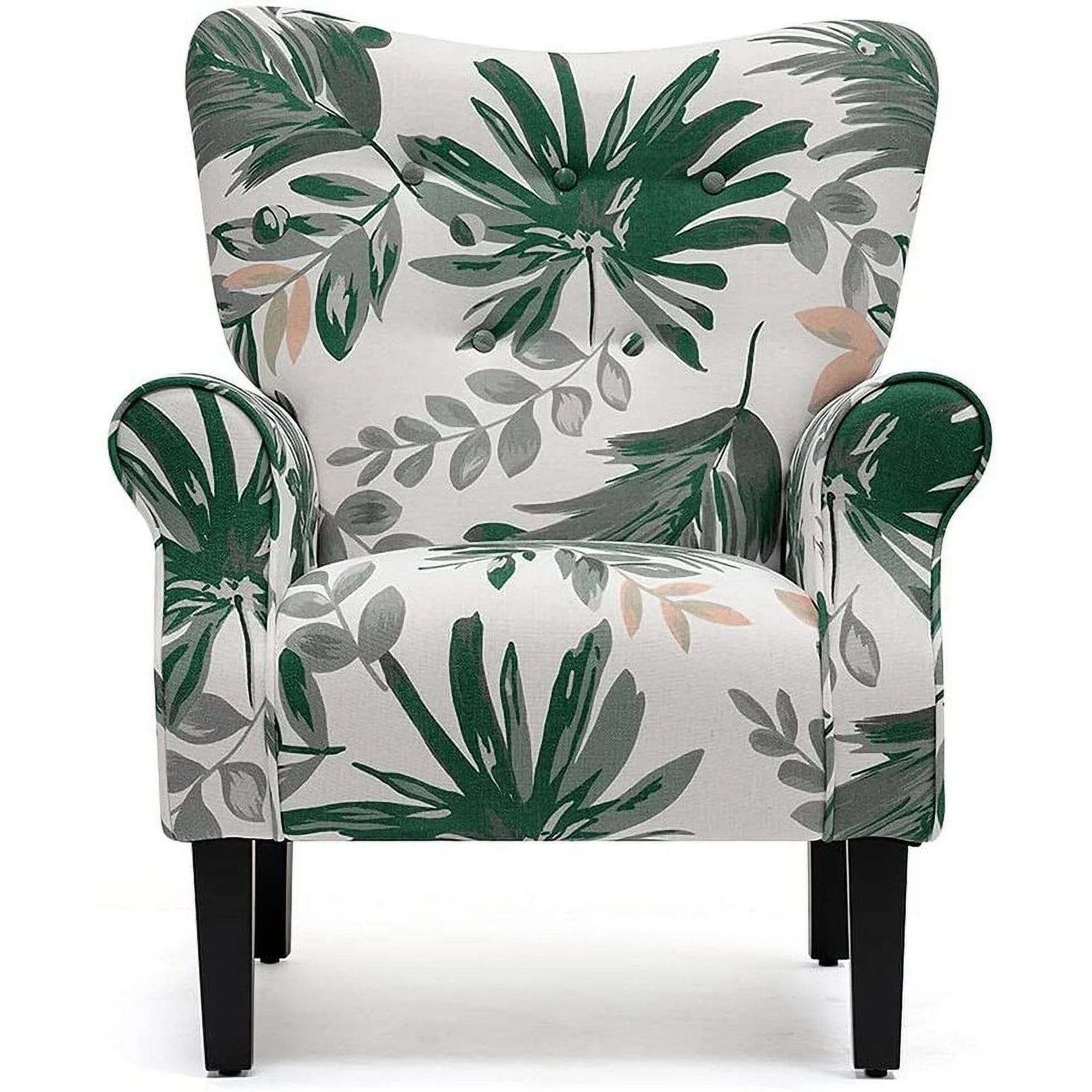 Erommy Wingback Arm Chair Upholstered Fabric High Back with Wood Legs C867