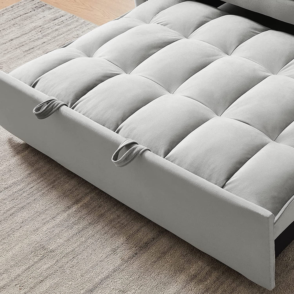 Velvet Loveseat Sleeper Sofa with Adjustable Backrest and Toss Pillows X71008