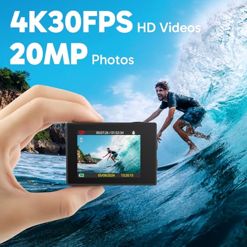 AKASO EK7000 4K30FPS WiFi Action Camera with EIS, 131FT Waterproof O11633