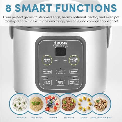 Rice Cooker 4-Cup Uncooked 8-Cup Cooked Stainless Steel a7