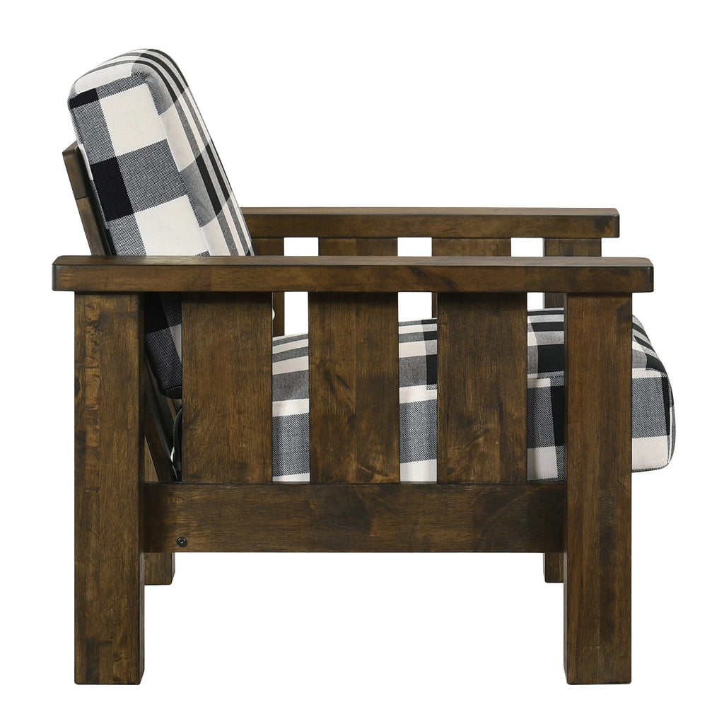 Furniture of America Jimo Rustic Oak Linen Accent Chair W165358