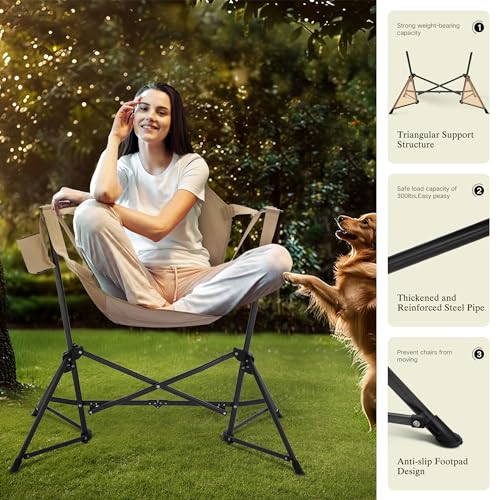 Folding Camping Rocking Chair with Cup Holder, Adjustable Back, Blue a7