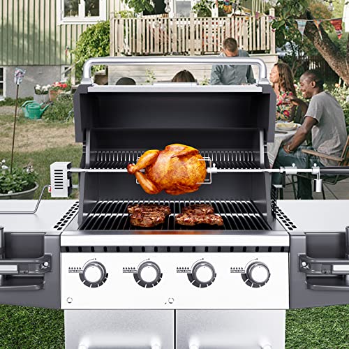 VEVOR Universal Grill Rotisserie Kit, Electric BBQ Motor, Stainless Steel, 32"/39" Spit Rod N3215