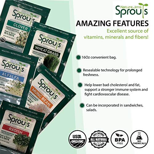 Nature Jims Sprouts Organic Wheatgrass Seeds for Sprouting, Non-GMO W25692