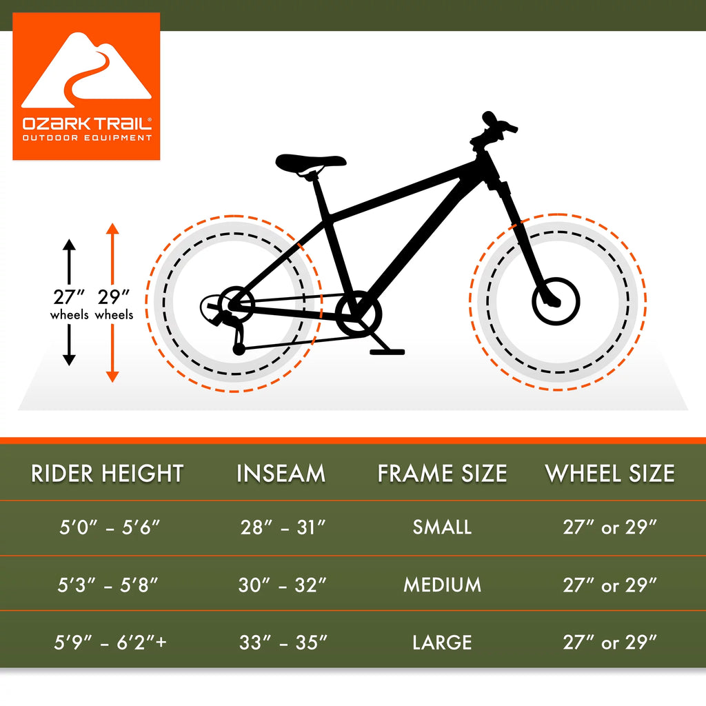 Ozark Trail 29" Ridge Mountain Bike, Medium Frame, Gray M6938