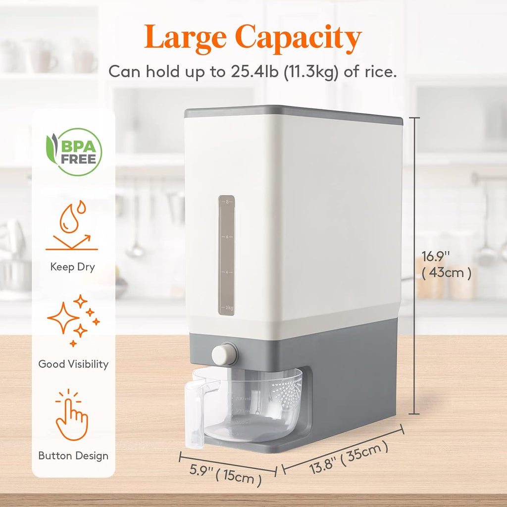 Lifewit Rice Dispenser 25 Lbs, Sealed Moisture Proof Storage Container X12235