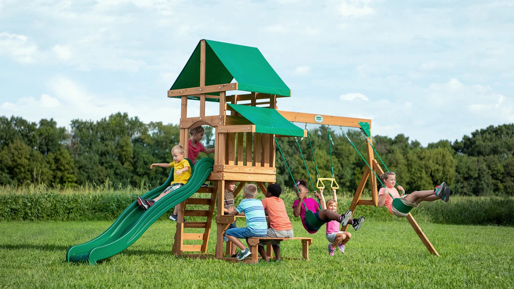 Cedar Wood Playset Swing Set k7