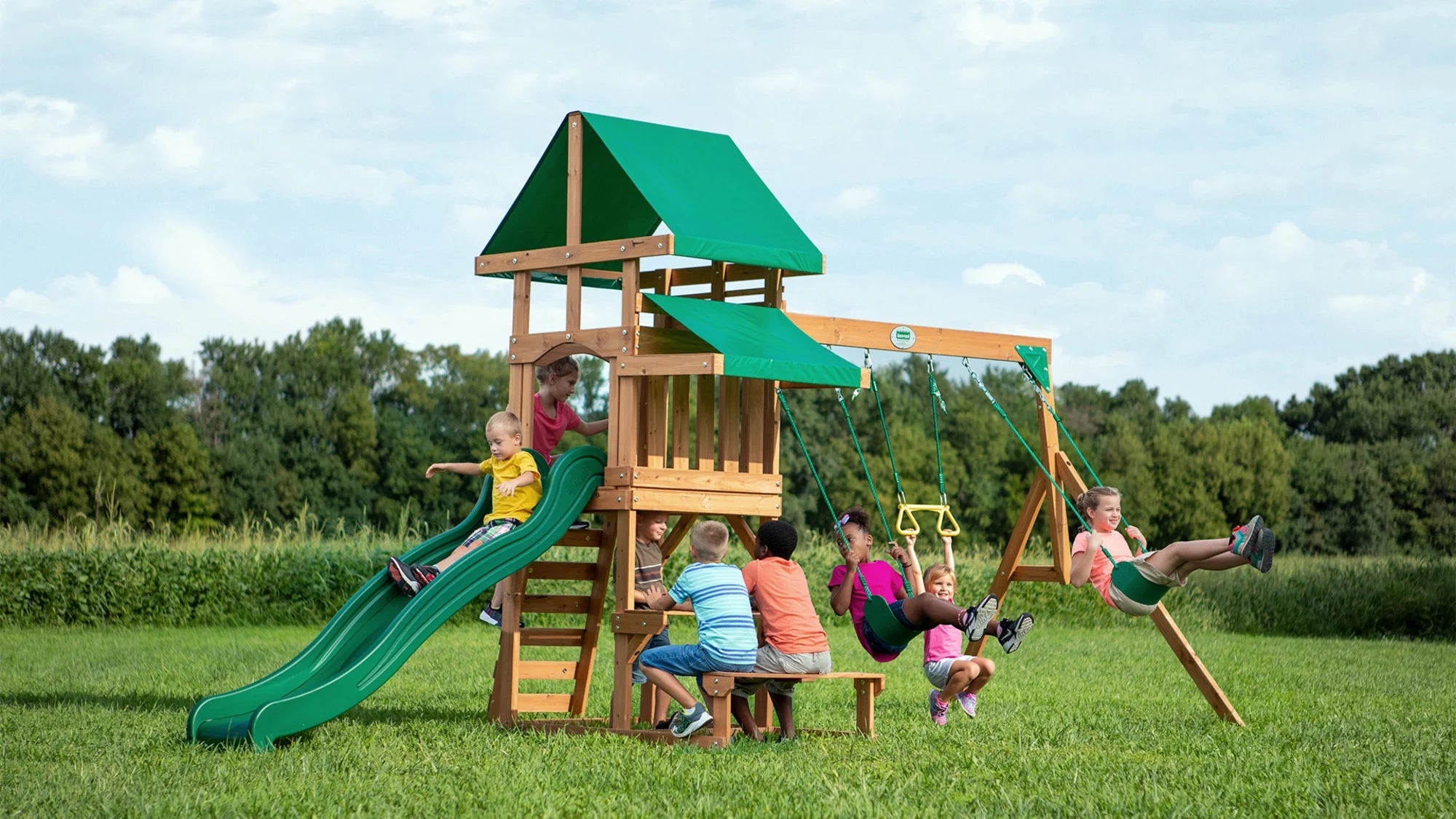 Cedar Wood Playset Swing Set k7