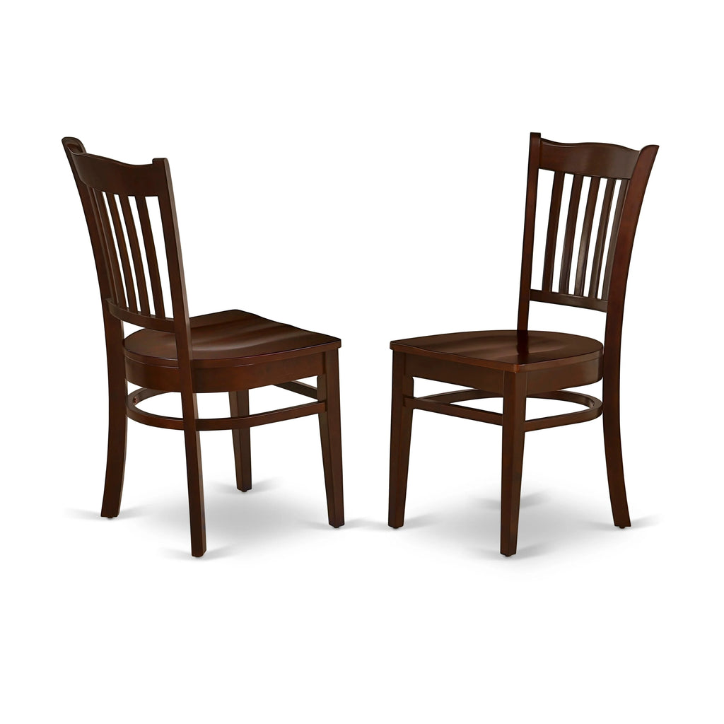East West Furniture Groton 11" Wood Dining Chair Set of 2, Mahogany J974871