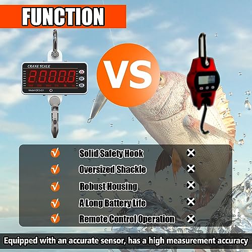 2200lb Digital Crane Scale High Precision Heavy Duty Industrial Hanging Orange k7