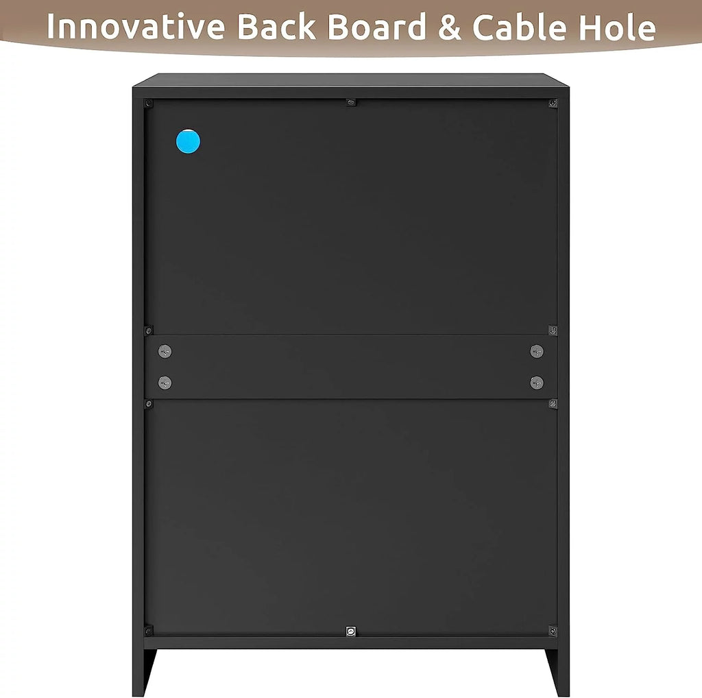 3 Drawers Dresser with LED Lights for Bedroom, Black X891730