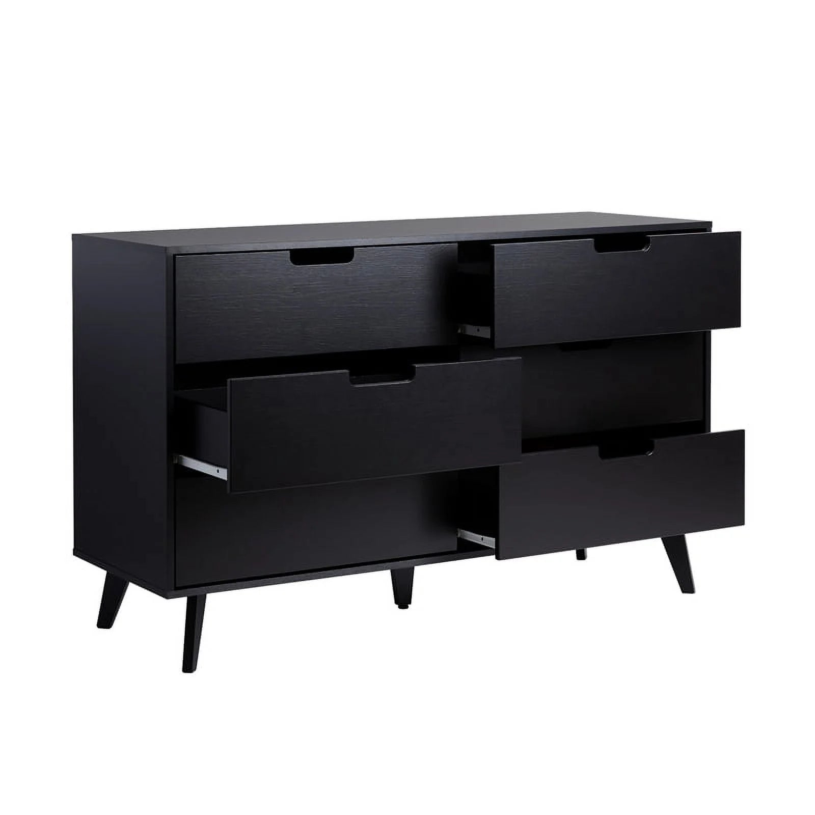 Pemberly Row 6 Drawer Wood Dresser with Cut Out Handles - Black M54744