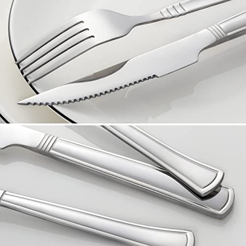 24-Piece Stainless Steel Silverware Set with Steak Knives, Service for 4 X313266