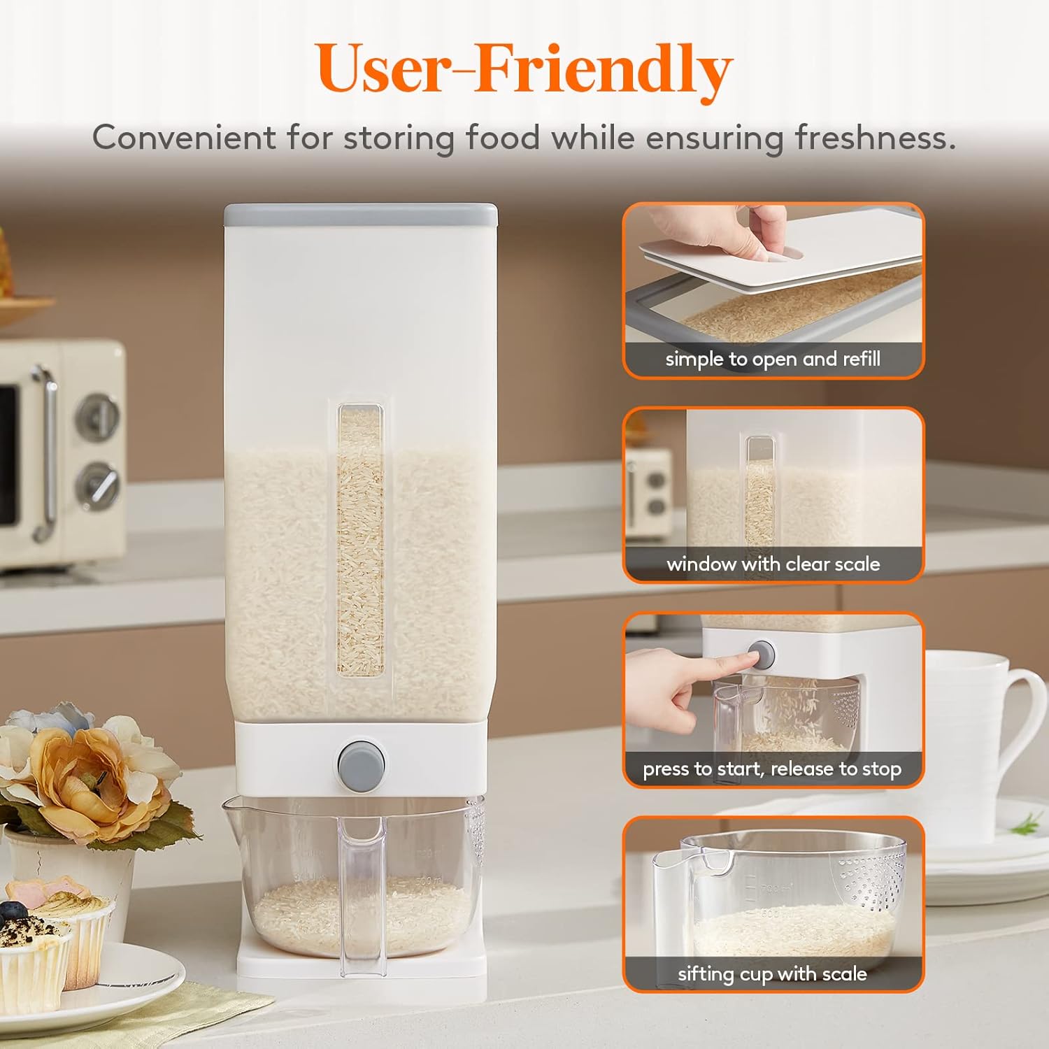 Lifewit Rice Dispenser 25 Lbs, Sealed Moisture Proof Storage Container W80156