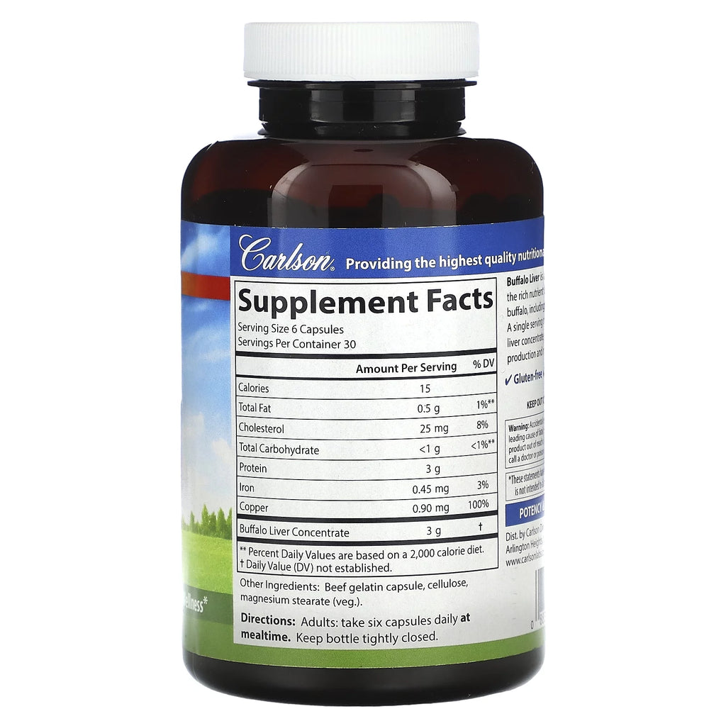 Carlson Buffalo Liver 180 Capsules Y2666