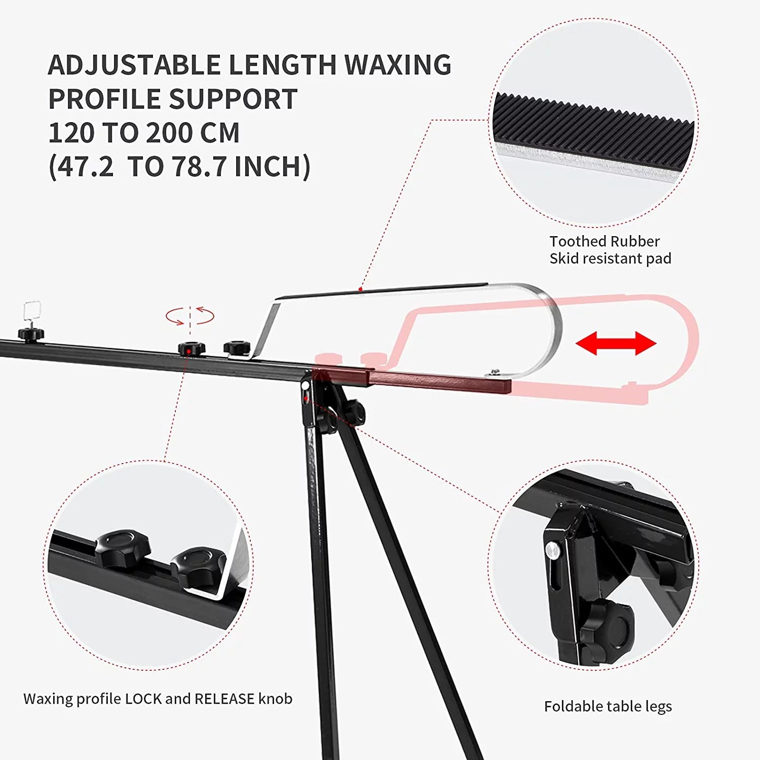 XCMAN Cross Country Nordic Ski Waxing Bench with Foldable Legs, Adjustable Length A86348