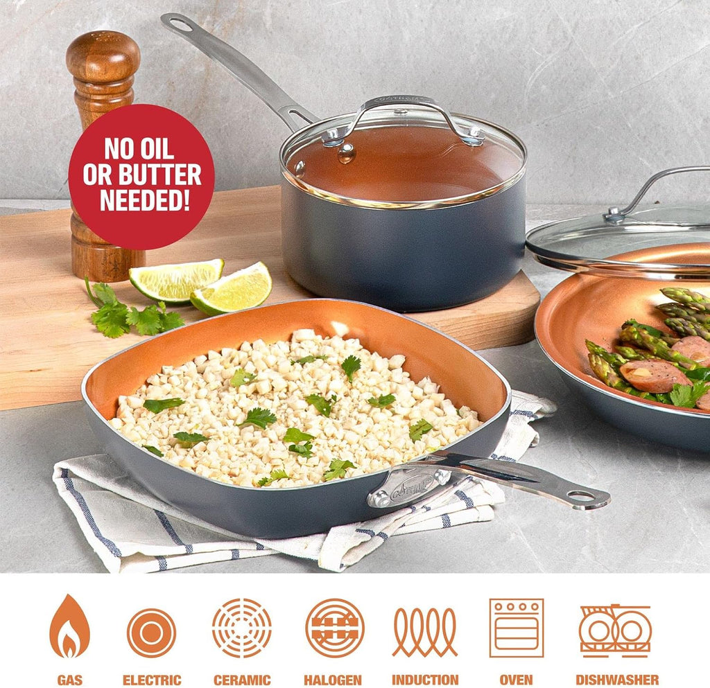 Gotham Steel Non Stick 11" Square Ceramic Frying Pan P16312