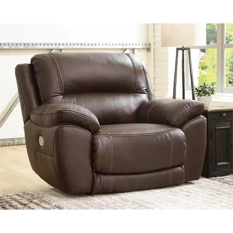 Ashley Furniture Dunleith Leather Zero Wall Recliner with Headrest, Dark Brown T9734
