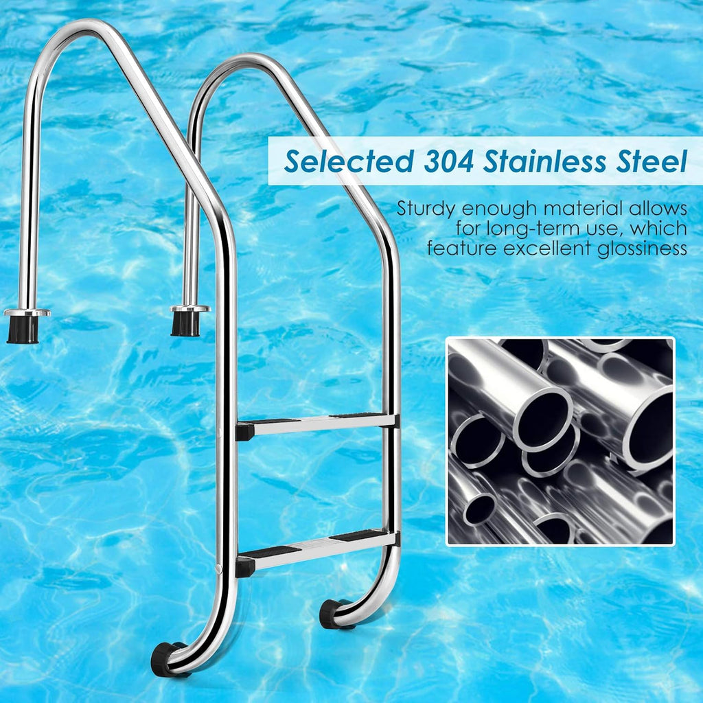 Swimming Pool Ladder 2-Step Non-Slip Stainless Steel a7