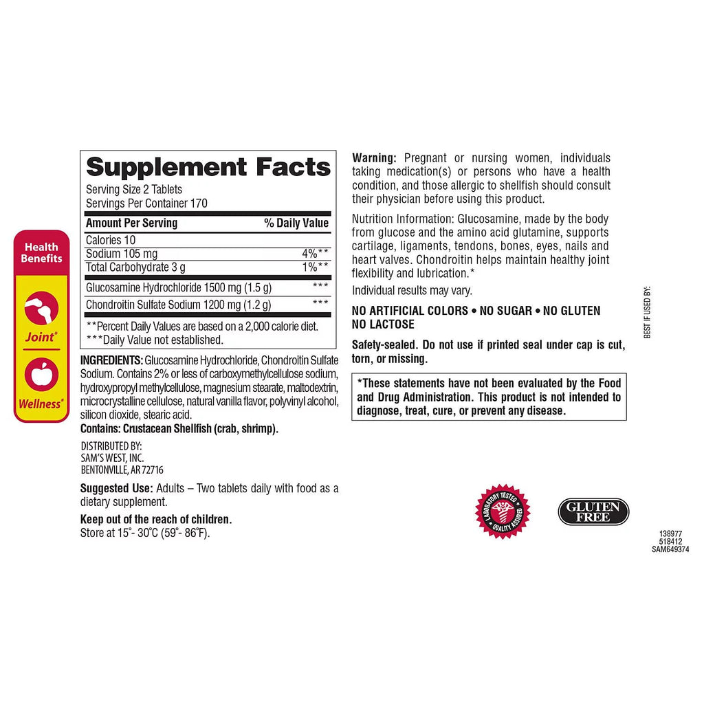 Triple Strength Glucosamine Chondroitin, 340 ct. B894