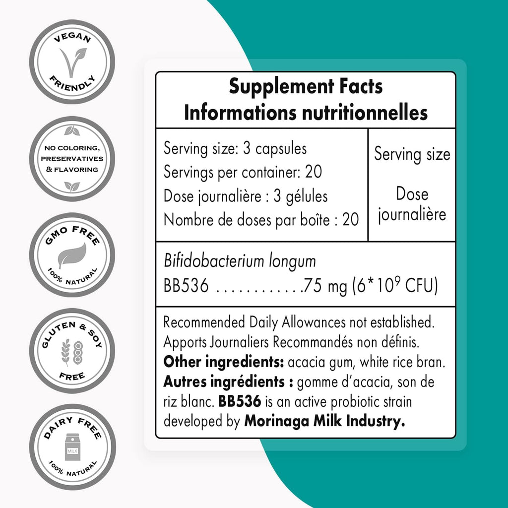 Bifidobacterium Longum Probiotic Supplement 60 Capsules k7