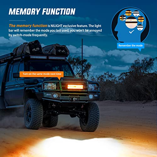 Nilight LED Light Bar 12 Inch 300W Spot Flood Combo 2 Pcs 4 inch 60W LED Pods Boat Driving Fog Lights with Off Road Wiring Harness- 3 Leads for Trucks Pickup Golf Cart SUV ATV UTV 4x4 Van Camper a7