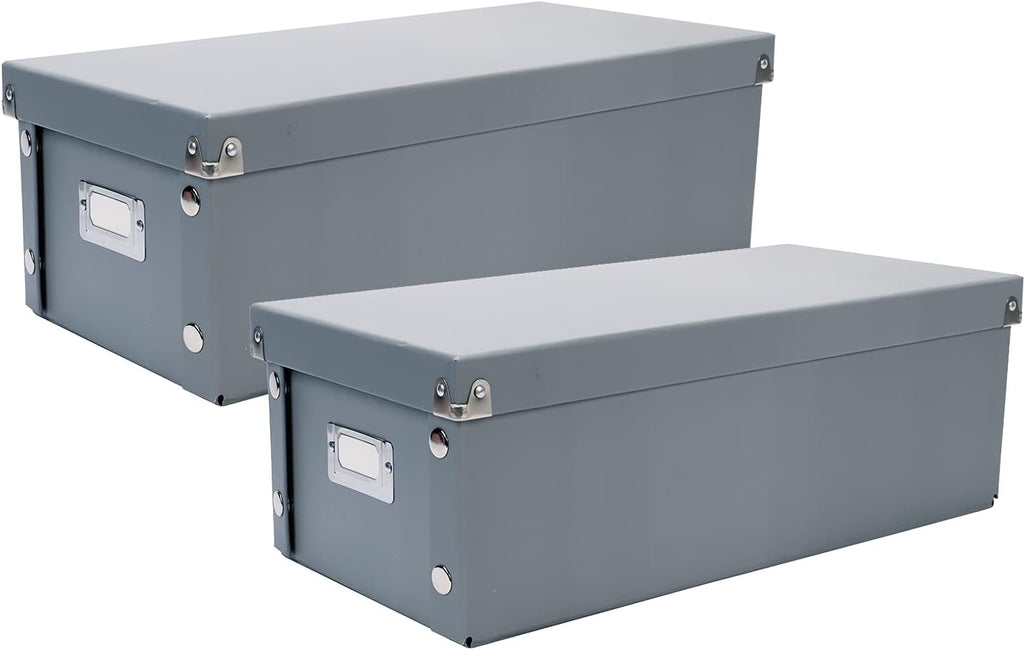 Snap-N-Store DVD Storage Box - 2 Pack - Durable 6 x 8.2 x 16.5 Inch Movie Disc Holders with Lids to Store up to 52 DVD Cases - Ultimate Gray