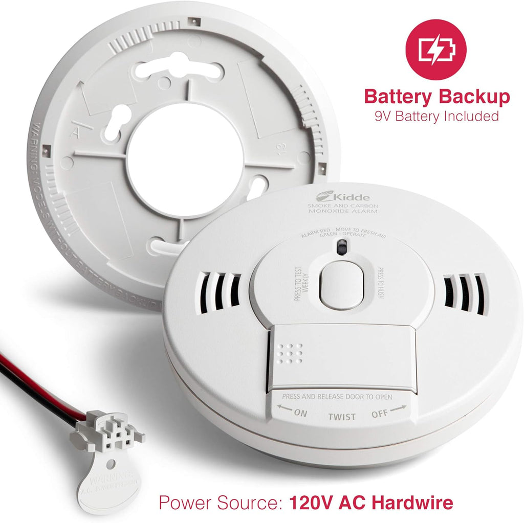 Kidde AC Photoelectric Smoke and Carbon Monoxide Detector Alarm, Hardwired with Battery Backup V21790