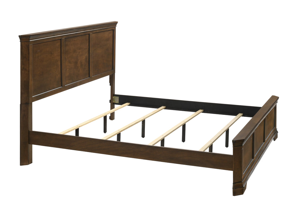 Roundhill Furniture Maderne Wood Panel Bed, Queen, Antique Walnut R3278