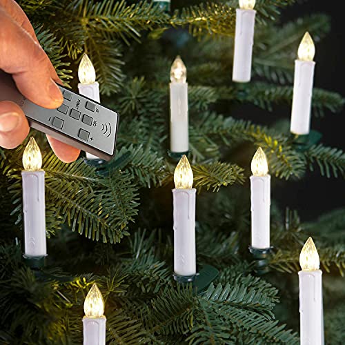 Battery Operated Taper Candles with Remote Timer Warm White Flickering Lights k7m