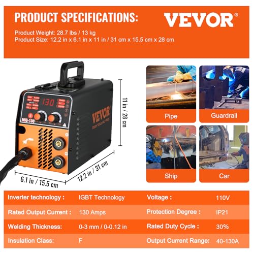 MIG Welder 130A 3 in 1 Combo Flux Core Portable a7