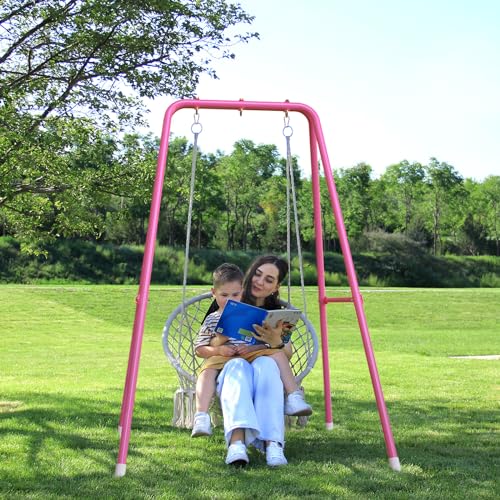 Hammock Chair Stand Heavy Duty Steel 300LBS Outdoor Indoor White a7