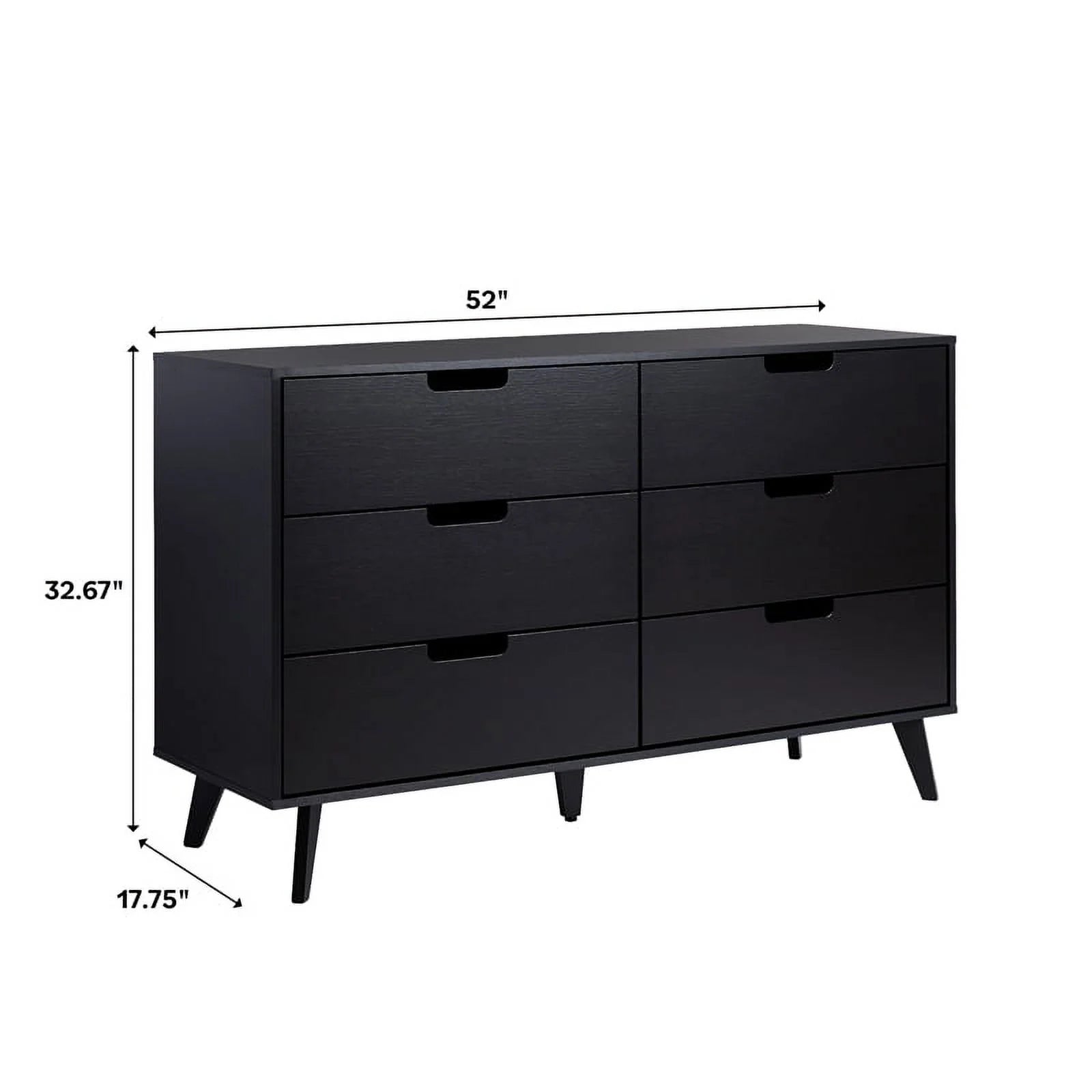Pemberly Row 6 Drawer Wood Dresser with Cut Out Handles - Black M54744