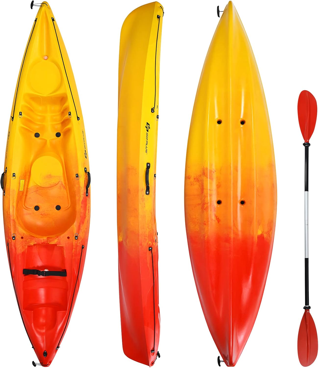 10.2FT Sit-On-Top Fishing Kayak with Aluminum Paddle & Bungee Storage X195190