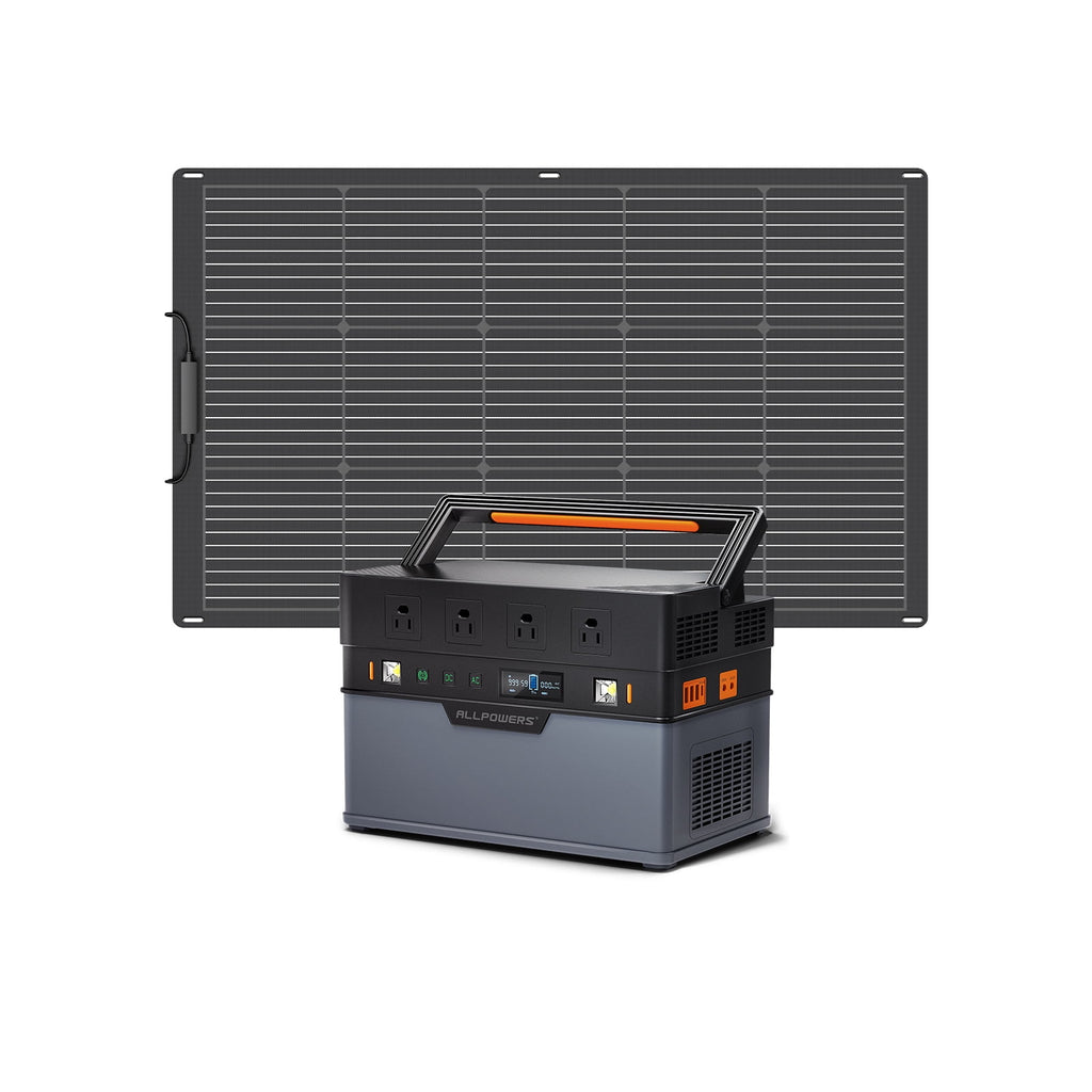 ALLPOWERS S1500 Portable Solar Generator Kit, 100W Monocrystalline Flexible Solar Panel with 1500 Watt 1092Wh Power Station, Solar Charger for Camping, Laptop, Phone, RV, Emergency, Power Outage