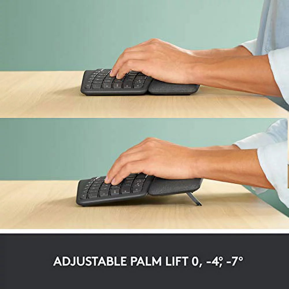 Wireless Ergonomic Split Keyboard with Wrist Rest for Windows Mac Bluetooth USB a7k