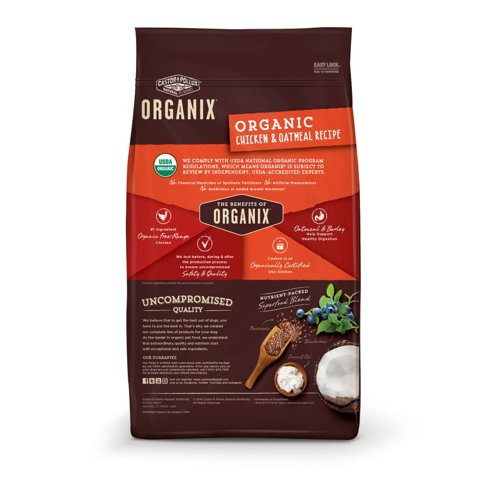 Organic Chicken & Oatmeal Dry Dog Food 18 lb k7
