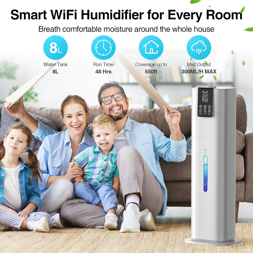 Smart Humidifier for Large Room, 8L Top Fill, App & Remote Control J686
