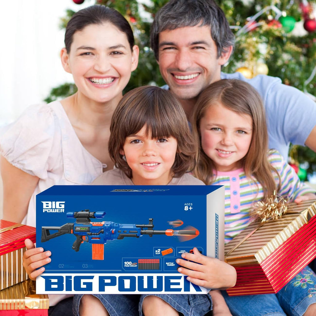 Bigpower Electric Kids Toy Sniper Rifle with Scope Tactical Vest Kit, 4 in 1 Automatic Dart Gun for Boys 8-12 D503376