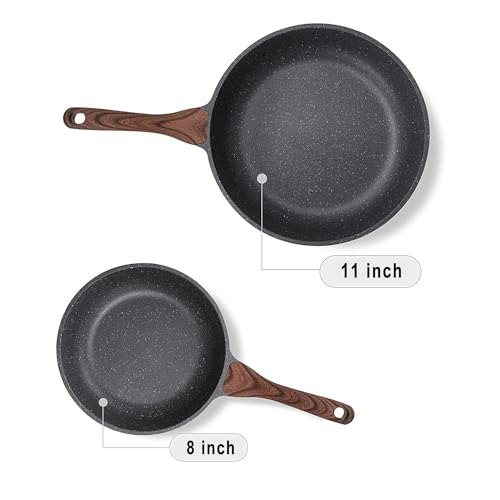 SENSARTE Nonstick Frying Pan Skillet, Swiss Granite Coating, PFOA Free (9.5+11+12.5 Inch) Z33186