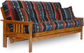 Nirvana Futons Stanford Futon Set - Queen Size, Frame, Premium 8" Mattress, Taos Ruby Cover
