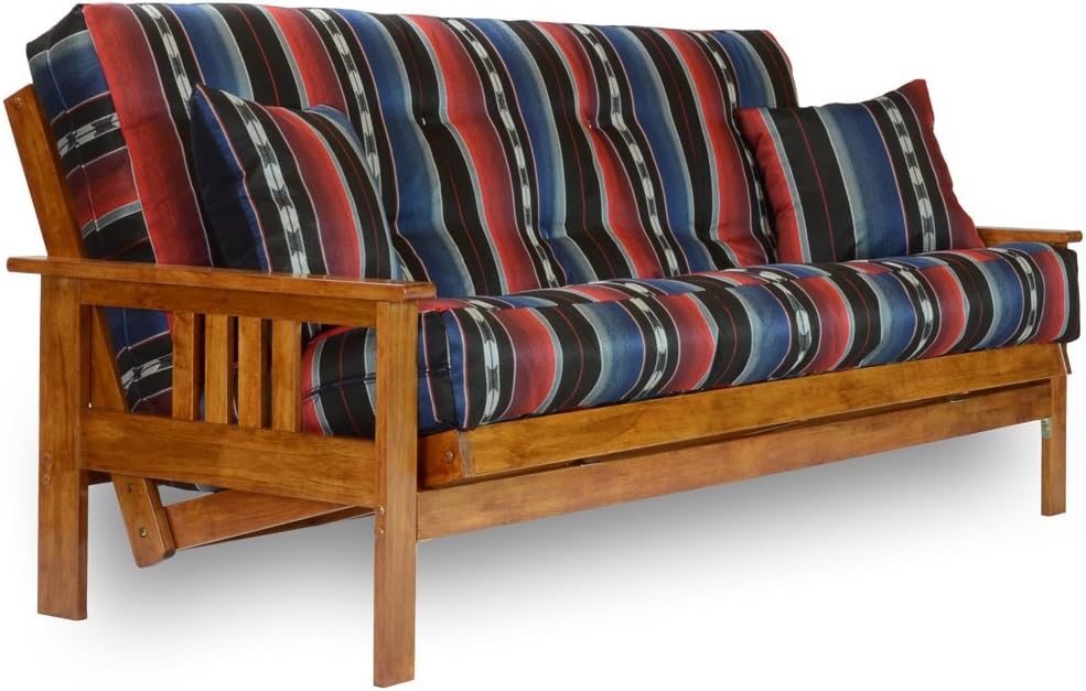 Nirvana Futons Stanford Futon Set - Queen Size, Frame, Premium 8" Mattress, Taos Ruby Cover
