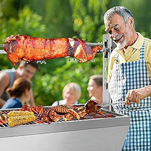 Portable Charcoal Spit Rotisserie Grill for Whole Pig, Lamb, Goat, Stainless Steel G912144