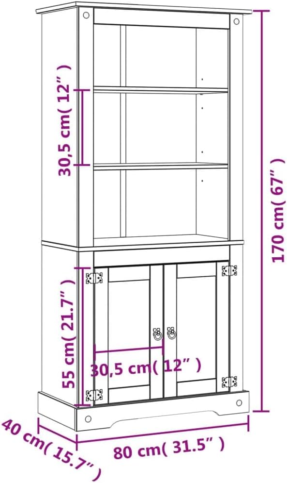 SKM Cupboard Mexican Pine Corona Range 80x40x170 cm F6451
