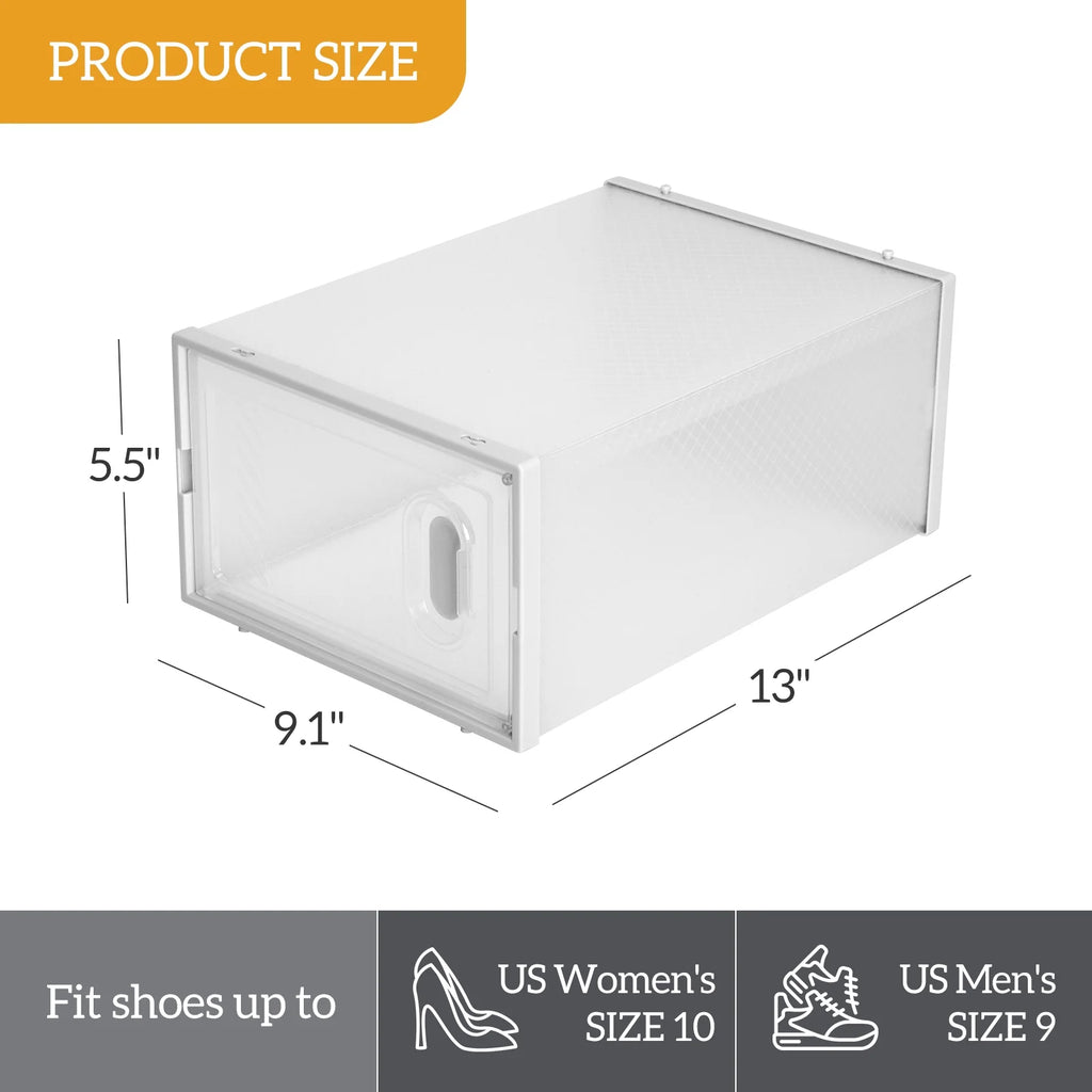 Zimtown 12 Pack Multipurpose Shoe Storage Boxes with Clear Lid, Foldable Stackable I391120