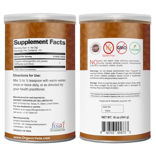 Ashwagandha Root Powder 16oz Pure Natural Supplement q7