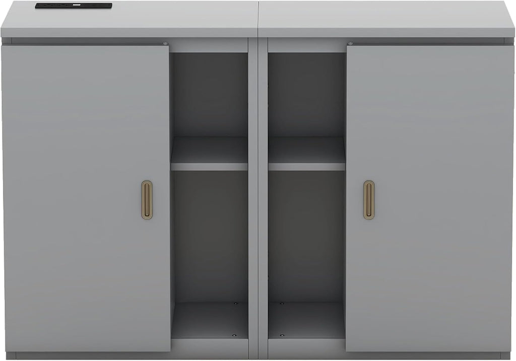 Queen Murphy Bed with Shelves, Cabinets and USB Ports B38632